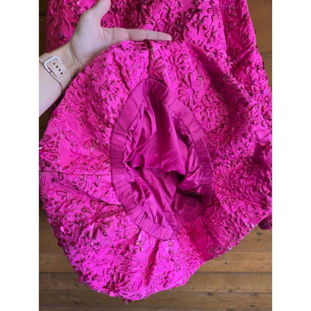 Valentino Mini Dress 2022 Pink PP Collection Jacquard Hot Pink Lurex Sequin 36 0 - Picture 10 of 16
